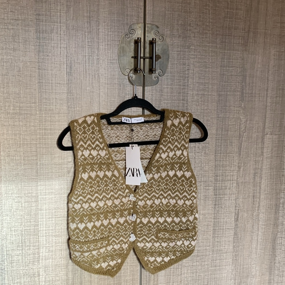 Zara My Heart Button Down Knit Vest
